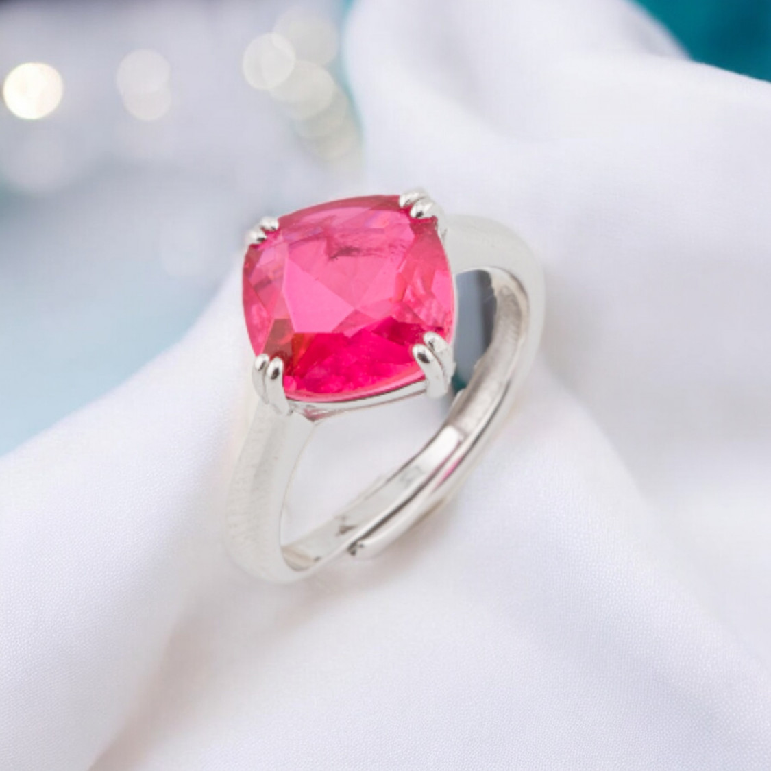 Anello Di Argento 925 Con Zirconi E Pietre Incastonate Rombo Rodiato Ruby-BAGUES EN ARGENT 925 | Worldofjewel.com