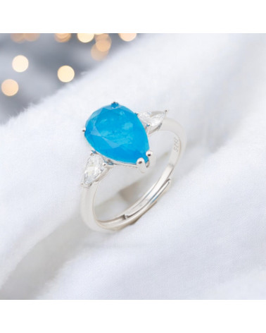 Anello Di Argento 925 Con Zirconi E Pietre Incastonate Goccia Rodiato Blu-ANELLI DI ARGENTO 925 | Worldofjewel.com
