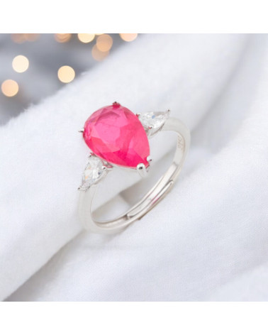 Anello Di Argento 925 Con Zirconi E Pietre Incastonate Goccia Rodiato Ruby-ANELLI DI ARGENTO 925 | Worldofjewel.com