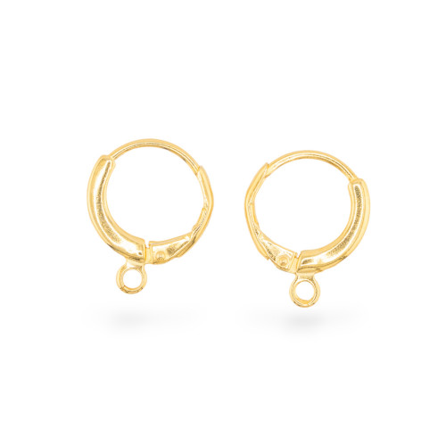 925er Sterlingsilber, runde, geschlossene Ohrhaken (französisch), 13,5 mm, 3 Paar, Gold