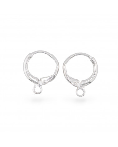 Base Per Orecchini Di Argento 925 Monachella Francese Tonda Chiusa 13,5mm 3 Paia Rodiato-BASI PER ORECCHINI IN ARGENTO 925 | Worldofjewel.com