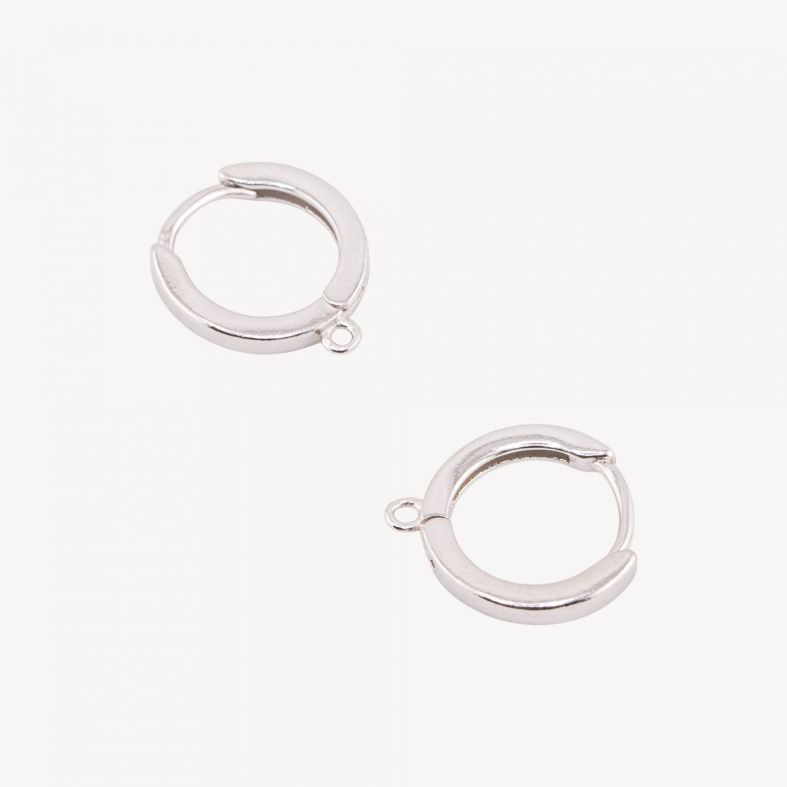 Pendiente de aro liso con base de poste cerrado de plata 925, 13,5 x 2 mm, 3 pares, chapado en rodio-BASES PARA PENDIENTES DE PLATA 925 | Worldofjewel.com