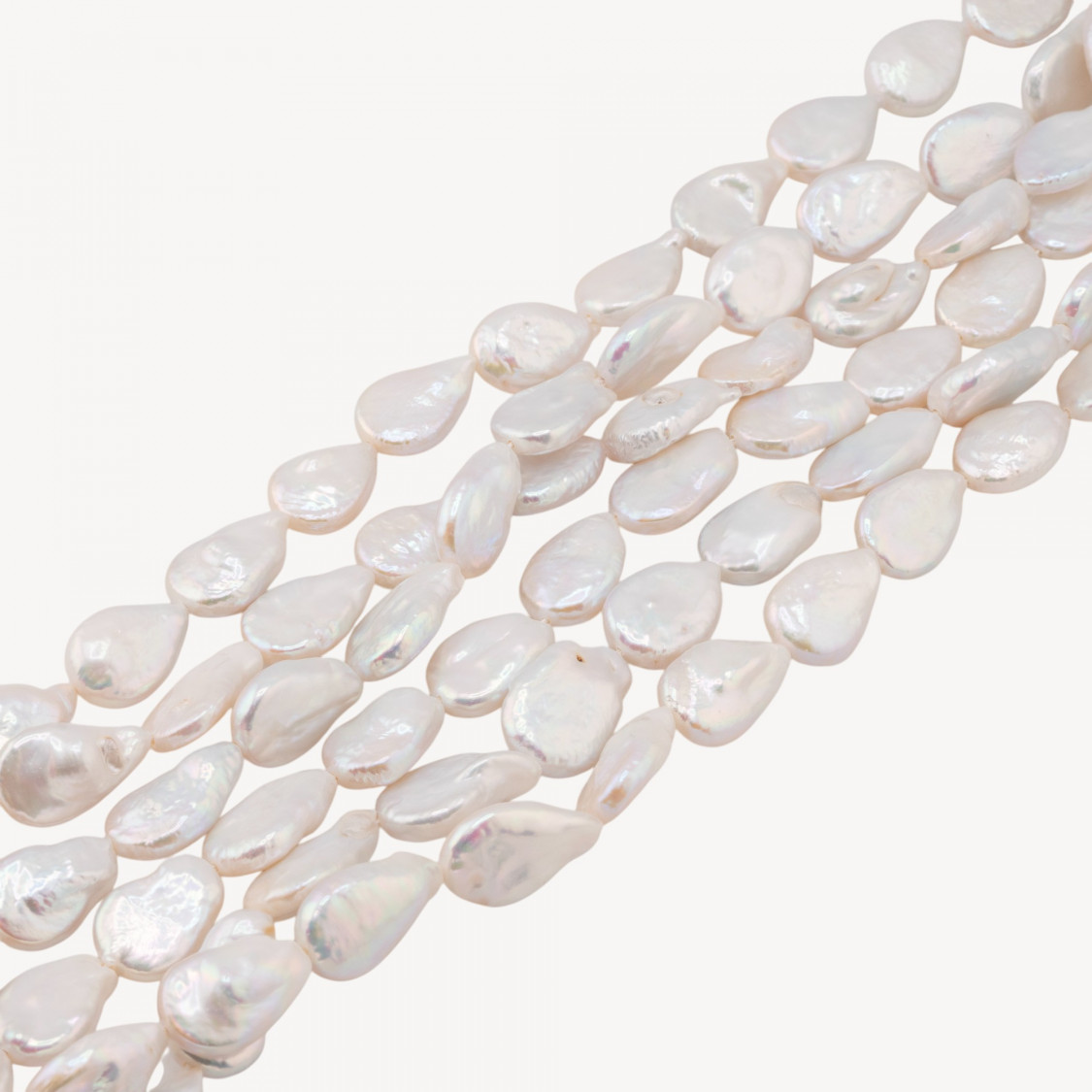 Baroque River Pearls Flat Drops (YGG) White 35-40gr-RIVER PEARLS BAROQUE SCARAMAZZE FLAT | Worldofjewel.com