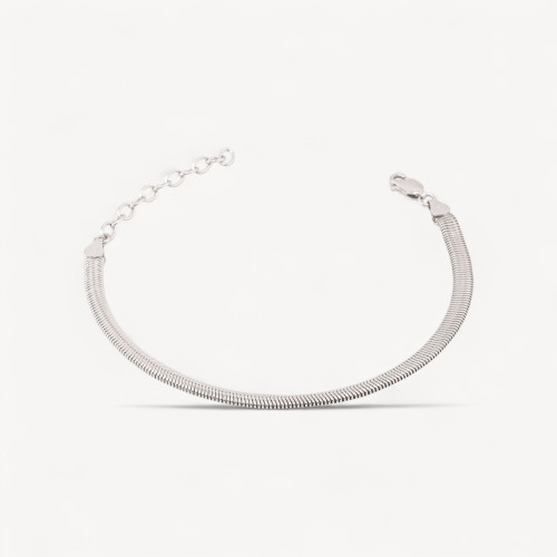 925 Silver Snake Bracelet 4mm Rhodium Plated 16+4cm 1pc