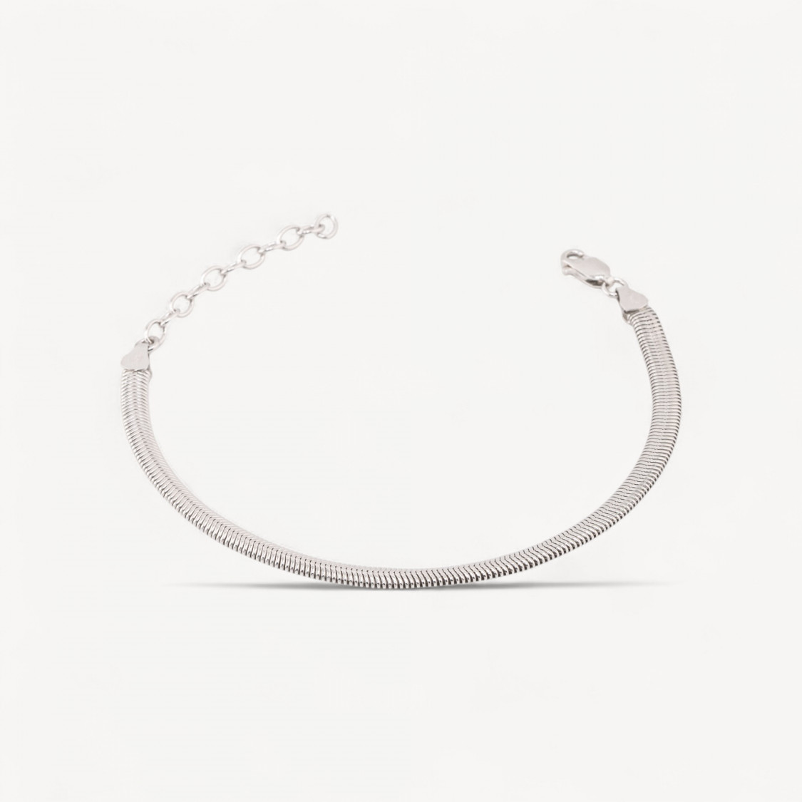 Bracelet serpent en argent 925, plaqué rhodium, 4 mm, 16 + 4 cm, 1 pièce-ARGENT 925 | Worldofjewel.com