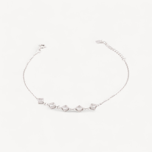 925 Silver Bracelet with Zirconia 5 Zircons Rhodium Plated MOD1567