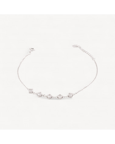 Bracciale In Argento 925 Con Zirconi 5 Zirconi Rombi MOD1567 Rodiato-BRACCIALI DI ARGENTO 925 | Worldofjewel.com