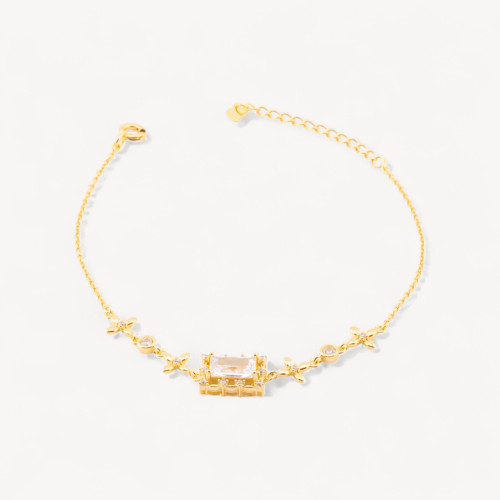 925er Silberarmband mit Zirkonia-Kreuzen und rechteckigem Lichtpunkt MOD1547 Gold