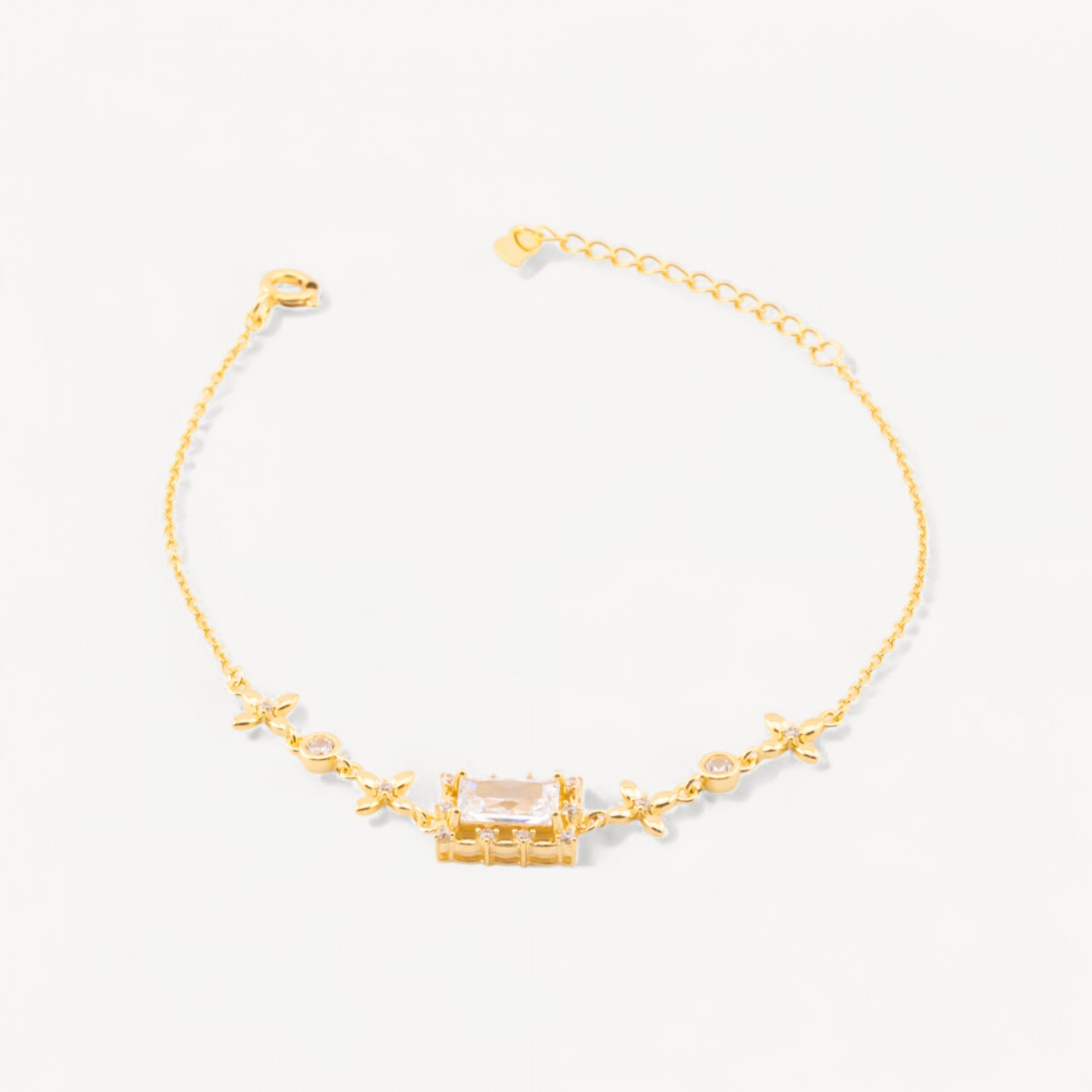 Bracciale In Argento 925 Con Zirconi Croci e Punto Luce Rettangolo MOD1547 Dorato-BRACCIALI DI ARGENTO 925 | Worldofjewel.com