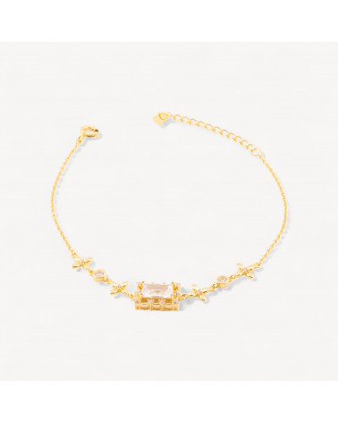 Bracciale In Argento 925 Con Zirconi Croci e Punto Luce Rettangolo MOD1547 Dorato-BRACCIALI DI ARGENTO 925 | Worldofjewel.com