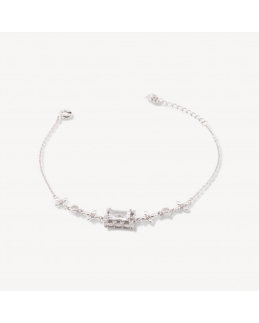 Bracciale In Argento 925 Con Zirconi Croci e Punto Luce Rettangolo MOD1547 Rodiato-BRACCIALI DI ARGENTO 925 | Worldofjewel.com