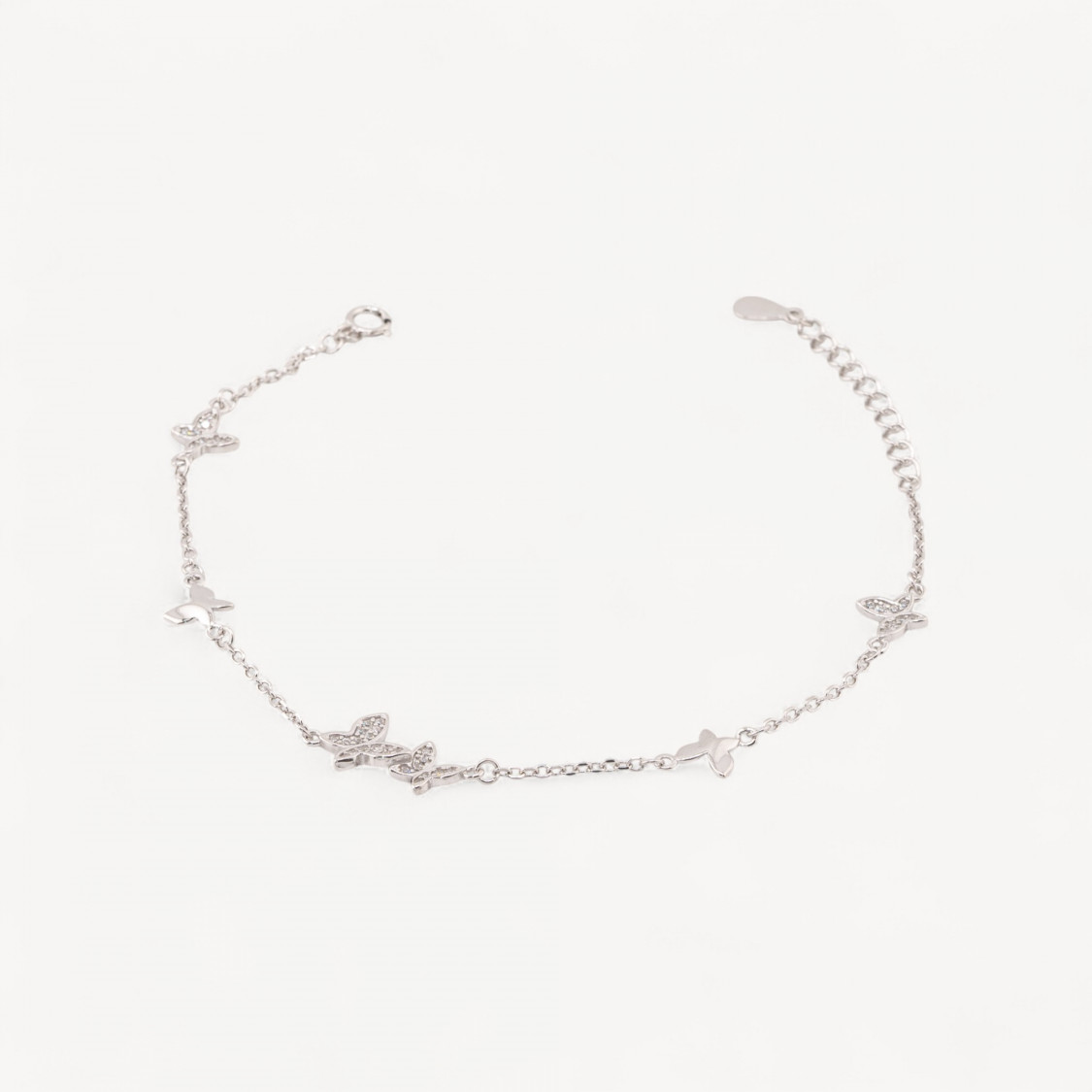 Bracciali In Argento 925 Con Farfalle Di Zirconi 17,5 + 3cm-BRACCIALI DI ARGENTO 925 | Worldofjewel.com