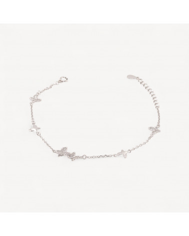 Bracciali In Argento 925 Con Farfalle Di Zirconi 17,5 + 3cm-BRACCIALI DI ARGENTO 925 | Worldofjewel.com