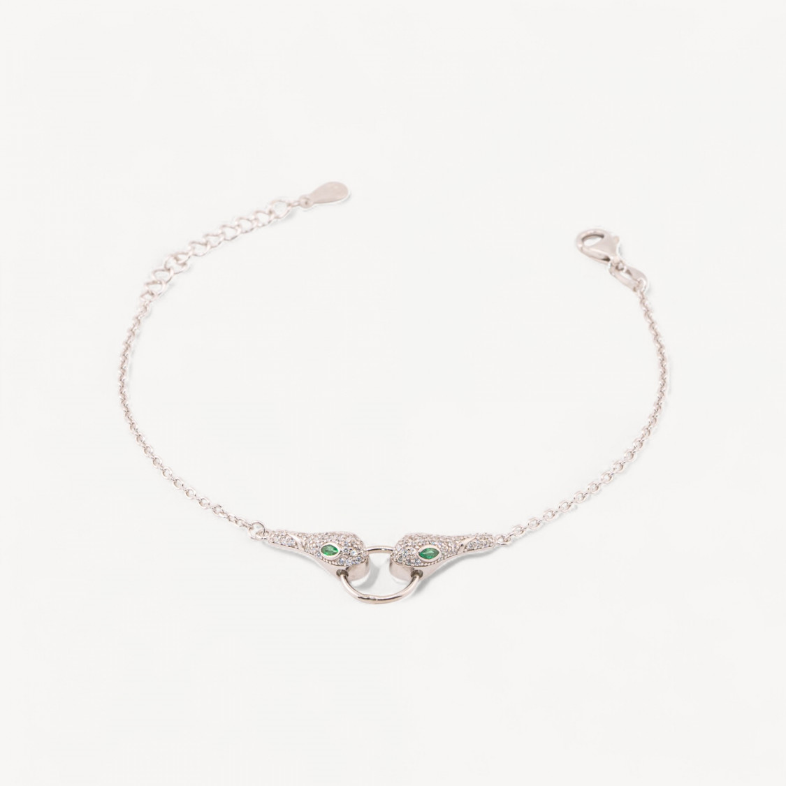 Bracciali In Argento 925 Con Serpenti Di Zirconi 16,5 + 3cm-BRACCIALI DI ARGENTO 925 | Worldofjewel.com
