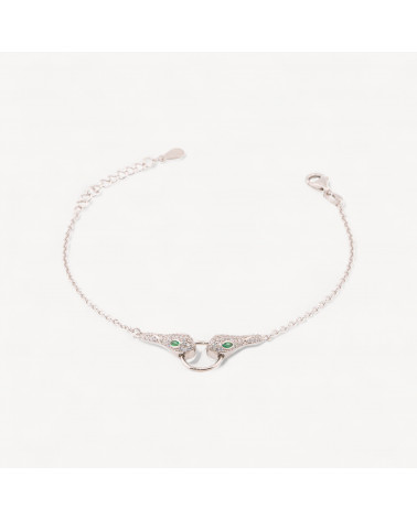 Bracciali In Argento 925 Con Serpenti Di Zirconi 16,5 + 3cm-BRACCIALI DI ARGENTO 925 | Worldofjewel.com