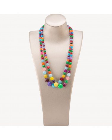 Collana Di Pietre Dure a Gradazione 6-14mm 2pz Giada Multicolor-COLLIER PIERRES DURES | Worldofjewel.com