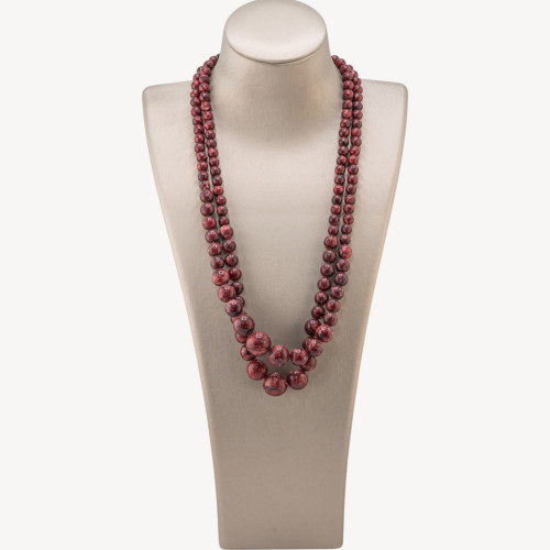 2-Piece Red Jade Gradation Gemstone Necklace 6-14mm
