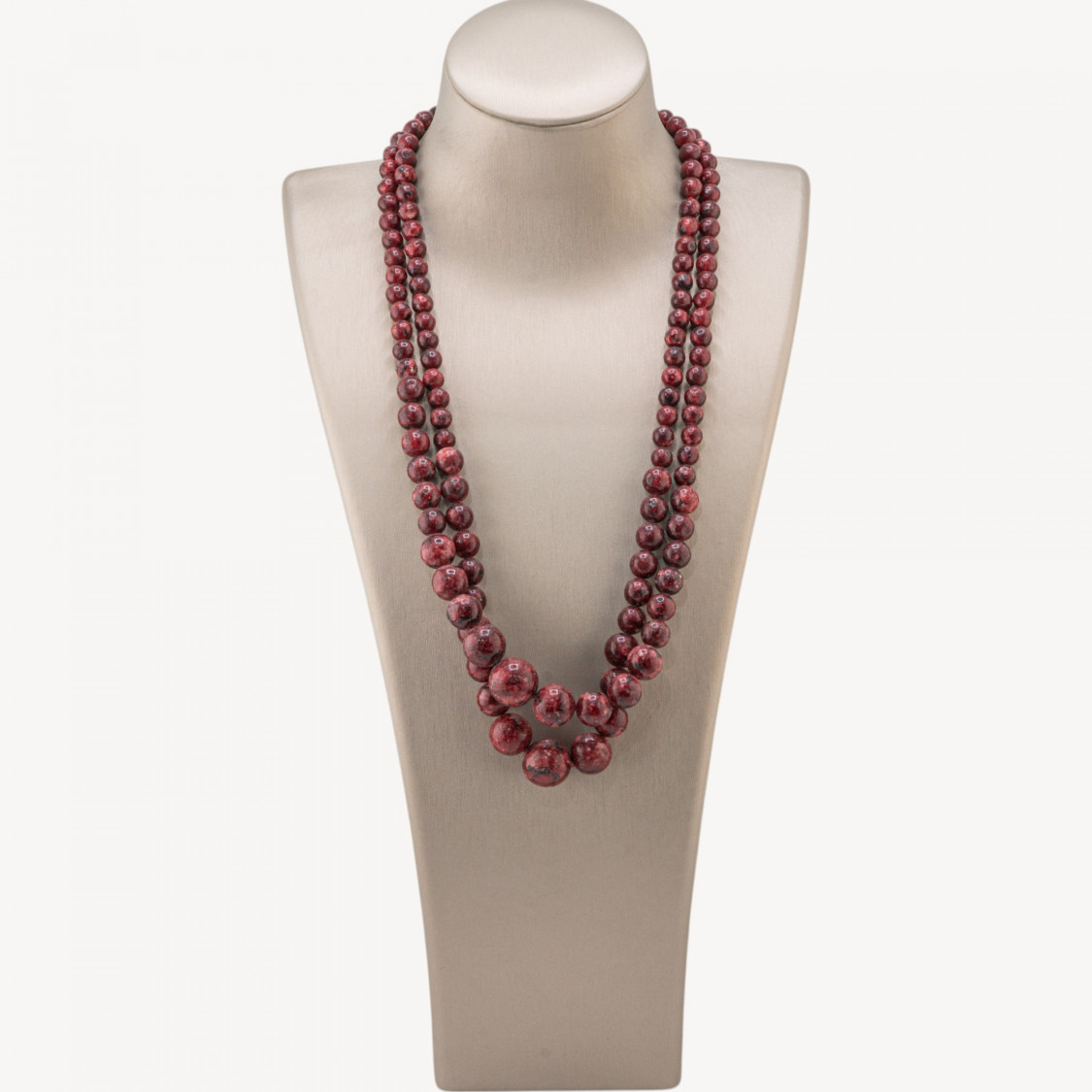 2-Piece Red Jade Gradation Gemstone Necklace 6-14mm-HARD STONES NECKLACE | Worldofjewel.com