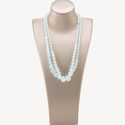 Collar de piedras semipreciosas con gradación de 6-14 mm y 2 piezas de ópalo sintético
