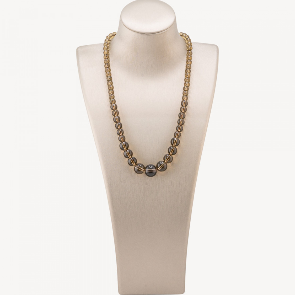 Collana Di Pietre Dure a Gradazione 6-14mm Cristallo Fume'-COLLIER PIERRES DURES | Worldofjewel.com