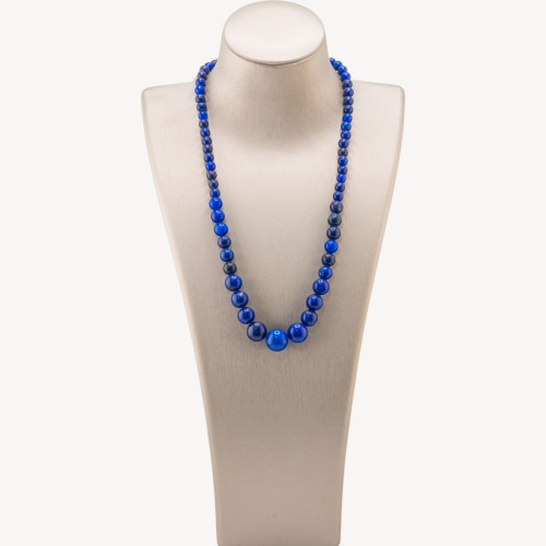 Halskette aus blauem Jade-Edelstein mit Farbverlauf (6-14 mm)