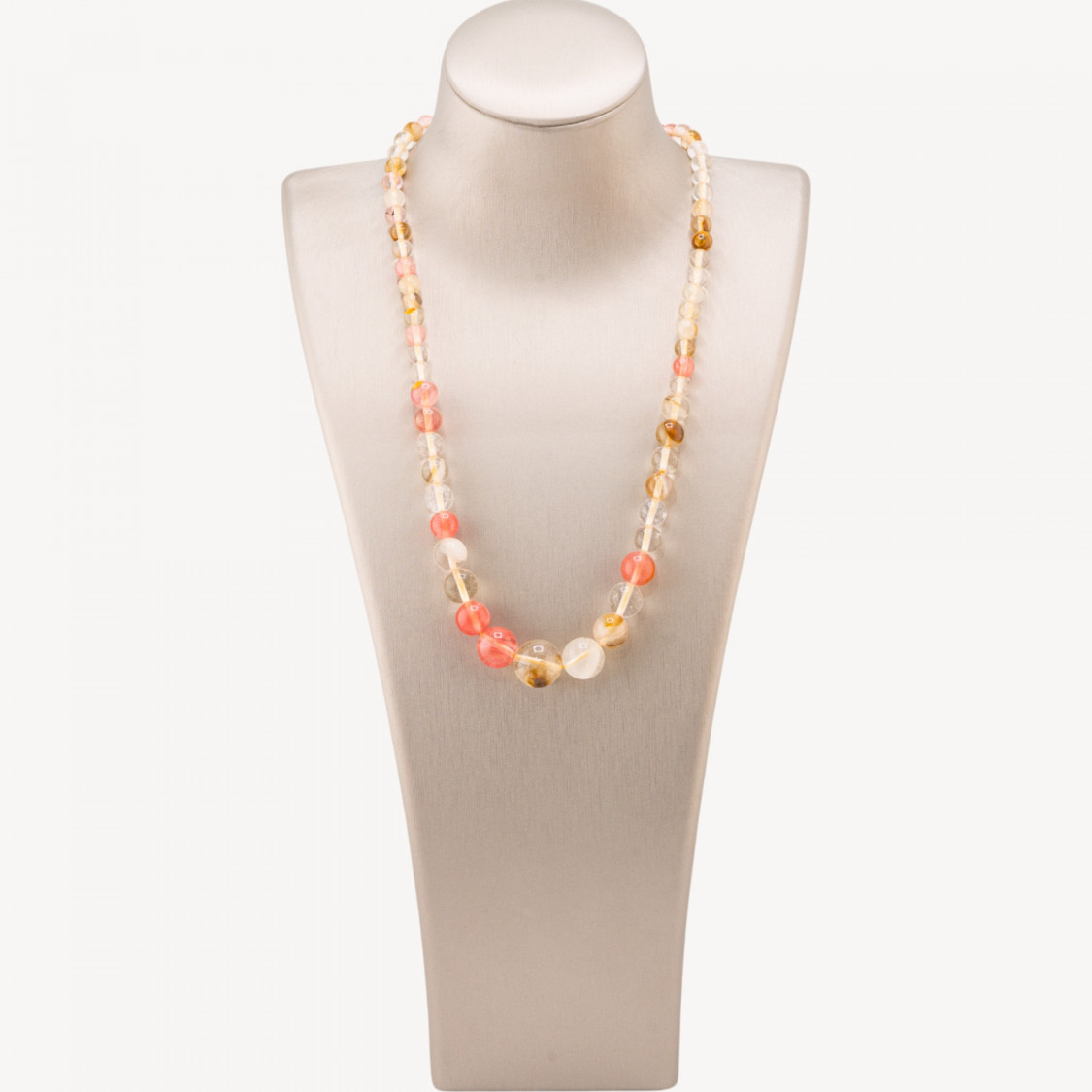 Synthetic Cherry Quartz 6-14mm Graded Gemstone Necklace-HARD STONES NECKLACE | Worldofjewel.com