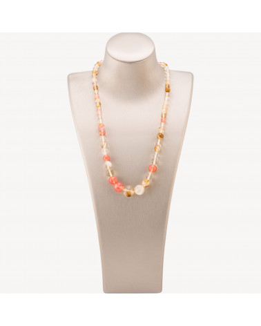 Collana Di Pietre Dure a Gradazione 6-14mm Quarzo Cherry Sintetico-COLLIER PIERRES DURES | Worldofjewel.com