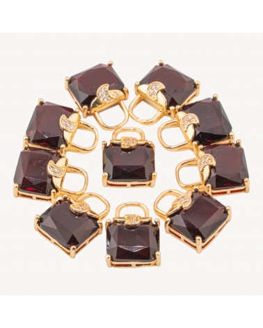 Componente Pendente Di Bronzo Con Zirconi Borsetta Sfaccettato 15x20mm 10pz Con 1 Anellino Granato-LINKS CRISTALLI CZ LINEA ALYSSA | Worldofjewel.com