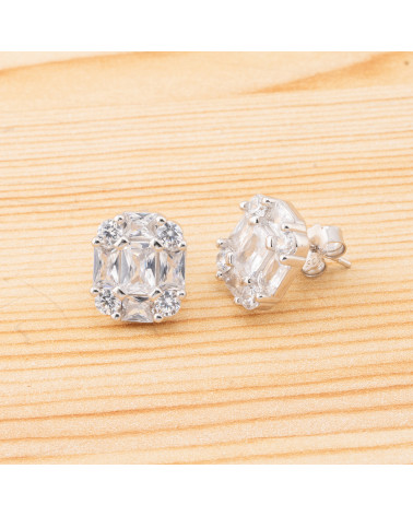 Orecchini Di Argento 925 Collezione Aurora Ovale Con Zirconi 11x13mm-COLLECTION AURORE | Worldofjewel.com