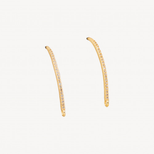 Cierres de pendientes de plata 925 con circonitas de 1,5 x 29 mm, 3 pares, chapados en oro