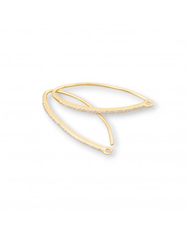 Base Per Orecchini Di Argento 925 Con Zirconi Monachella 1,5x29mm 3 Paia Dorato-Βάσεις για σκουλαρίκια από ασήμι 925 | Worldofjewel.com
