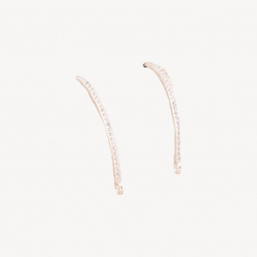 925 Silver Earring Backs with Zirconia, 1.5x29mm, 3 Pairs, Rhodium Plated