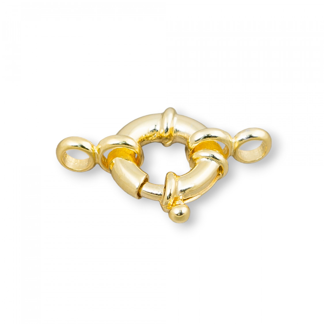 Chiusura Di Argento 925 Anello A Molla 12mm Con Ottino Canna 3mm Esterno 2pz Dorato-CHIUSURE IN ARGENTO 925 FAI DA TE | Worldofjewel.com
