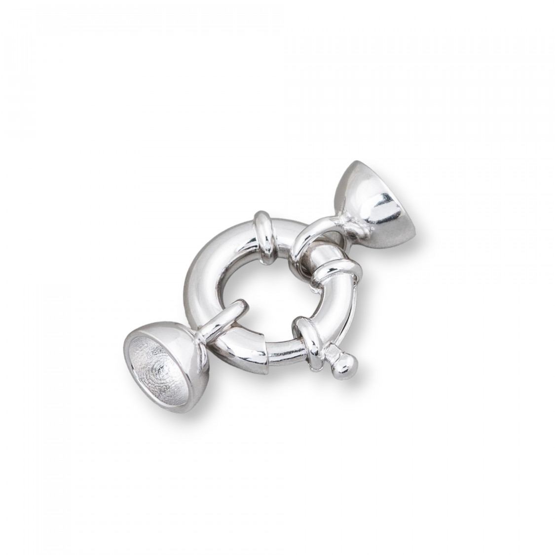 Chiusura Di Argento 925 Anello A Molla 14mm Canna 3,5mm Con Coppette 8mm 1pz Rodiato-CHIUSURE IN ARGENTO 925 FAI DA TE | Worldofjewel.com