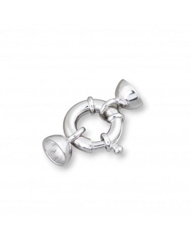 Chiusura Di Argento 925 Anello A Molla 14mm Canna 3,5mm Con Coppette 8mm 1pz Rodiato-CHIUSURE IN ARGENTO 925 FAI DA TE | Worldofjewel.com