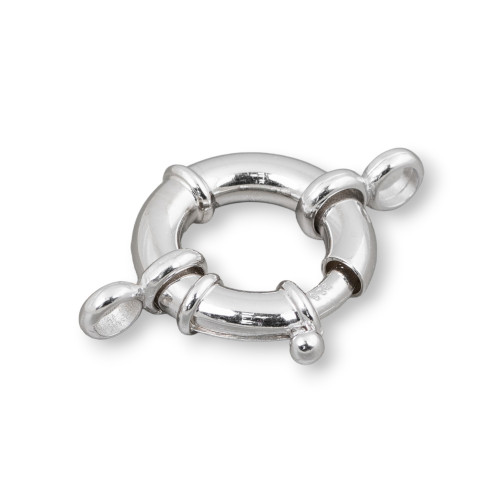 Fermoir à ressort en argent 925, 20 mm, avec barillet externe de 4 mm, plaqué rhodium (1 pièce).