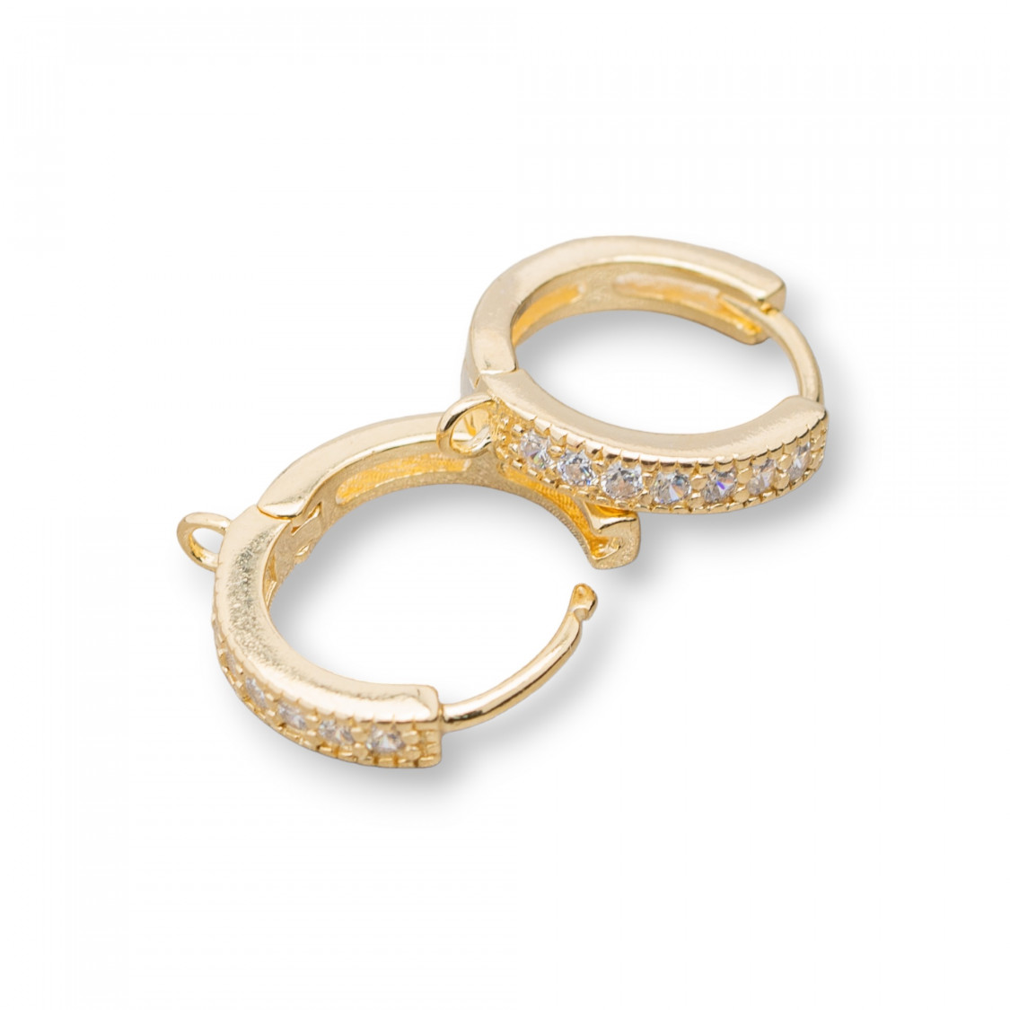 Base Per Orecchini Di Argento 925 Cerchio A Perno Con Zirconi 2,5x14mm 3 Paia Dorato-925 Silber Ohrringbasen | Worldofjewel.com