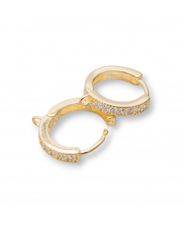 Base Per Orecchini Di Argento 925 Cerchio A Perno Con Zirconi 2,5x14mm 3 Paia Dorato-925 Silber Ohrringbasen | Worldofjewel.com
