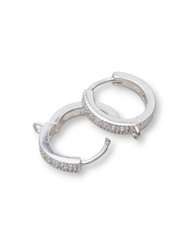 Base Per Orecchini Di Argento 925 Cerchio A Perno Con Zirconi 2,5x14mm 3 Paia Rodiato-925 Silber Ohrringbasen | Worldofjewel.com