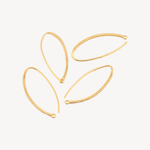 925 Silver Earring Backs with Zirconia, 1.5x36mm, 3 Pairs, Gold-Plated