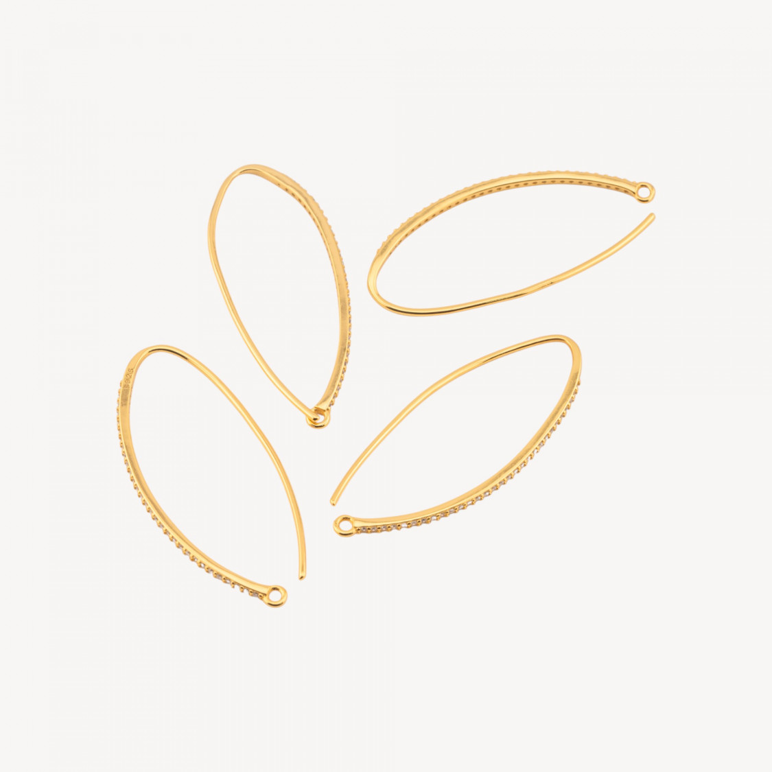 925 Silver Earring Backs with Zirconia, 1.5x36mm, 3 Pairs, Gold-Plated-925 SILVER EARRING BASES | Worldofjewel.com