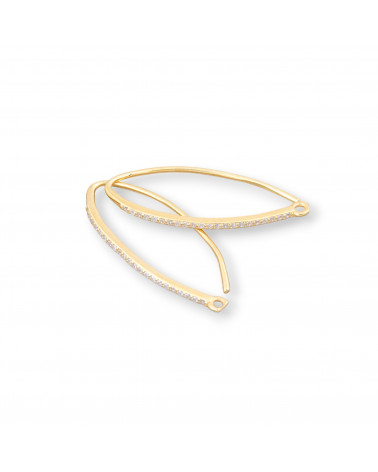 Base Per Orecchini Di Argento 925 Con Zirconi Monachella 1,5x36mm 3 Paia Dorato-925 Silber Ohrringbasen | Worldofjewel.com