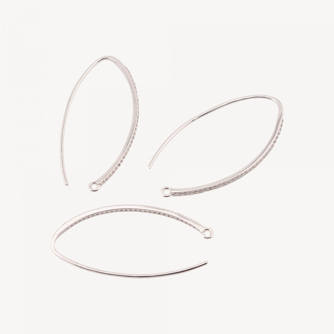 925 Silver Earring Backs with Zirconia, 1.5x36mm, 3 Pairs, Rhodium Plated-925 SILVER EARRING BASES | Worldofjewel.com