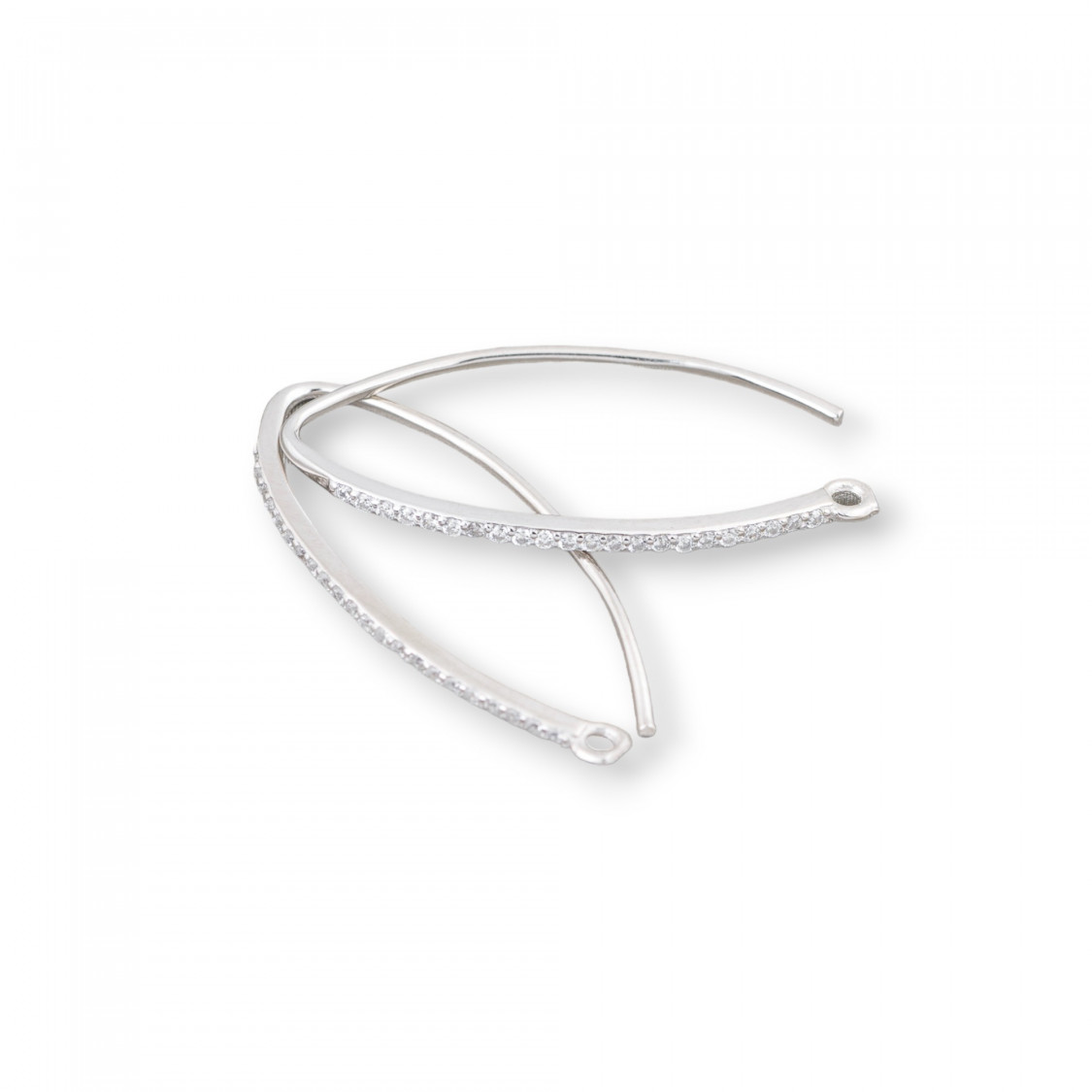 Base Per Orecchini Di Argento 925 Con Zirconi Monachella 1,5x36mm 3 Paia Rodiato-925 Silber Ohrringbasen | Worldofjewel.com