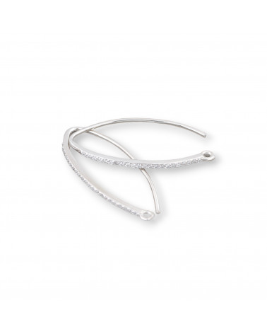 Base Per Orecchini Di Argento 925 Con Zirconi Monachella 1,5x36mm 3 Paia Rodiato-925 Silber Ohrringbasen | Worldofjewel.com