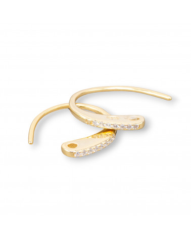 Base Per Orecchini Di Argento 925 Monachella Cerchietto Con Zirconi 1,5x14mm 5 Paia Dorato-925 Silber Ohrringbasen | Worldofjewel.com