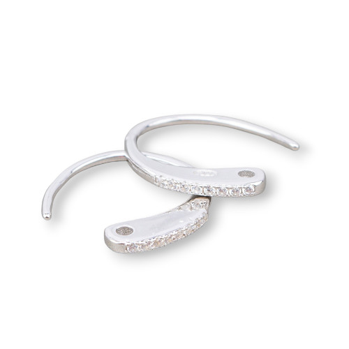 Ohrringverschlüsse aus 925er Sterlingsilber, Creolenverschlüsse mit Zirkonia, 1,5 x 14 mm, 5 Paar, rhodiniert