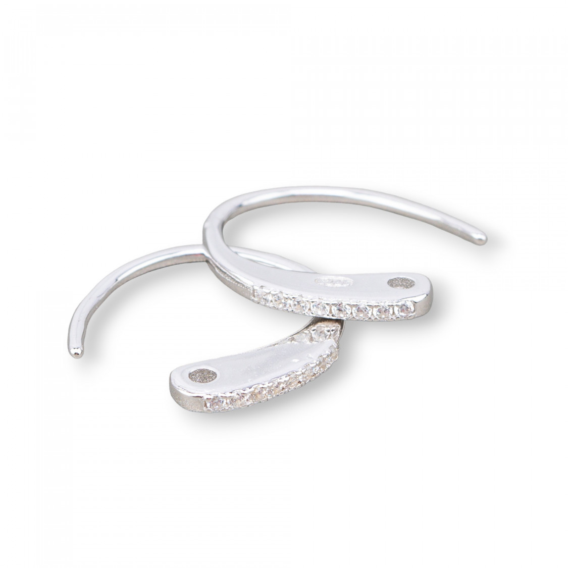 925 Silver Earring Backs, Hoop Earring Backs with Zirconia, 1.5x14mm, 5 Pairs, Rhodium Plated-925 SILVER EARRING BASES | Worldofjewel.com