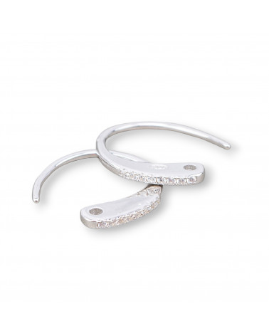 Base Per Orecchini Di Argento 925 Monachella Cerchietto Con Zirconi 1,5x14mm 5 Paia Rodiato-925 Silber Ohrringbasen | Worldofjewel.com