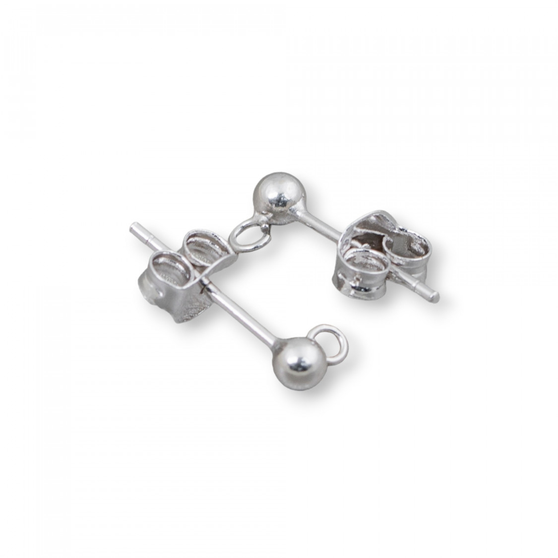 Base Per Orecchini Di Argento 925 Perno Con Pallina 3mm 14 Paia Completo Di Farfalline Rodiato-925 Silber Ohrringbasen | Worldofjewel.com